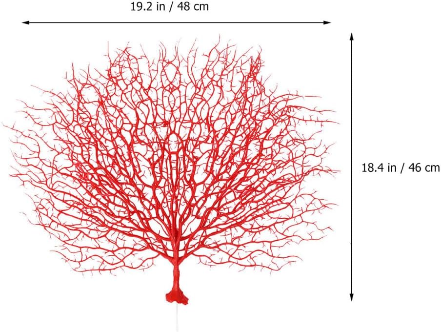 PRETYZOOM Faux Coral Branch Red Peacock Style 18.9In Large Coral Branch for Aquarium Decor and Living Room Wall Decoration