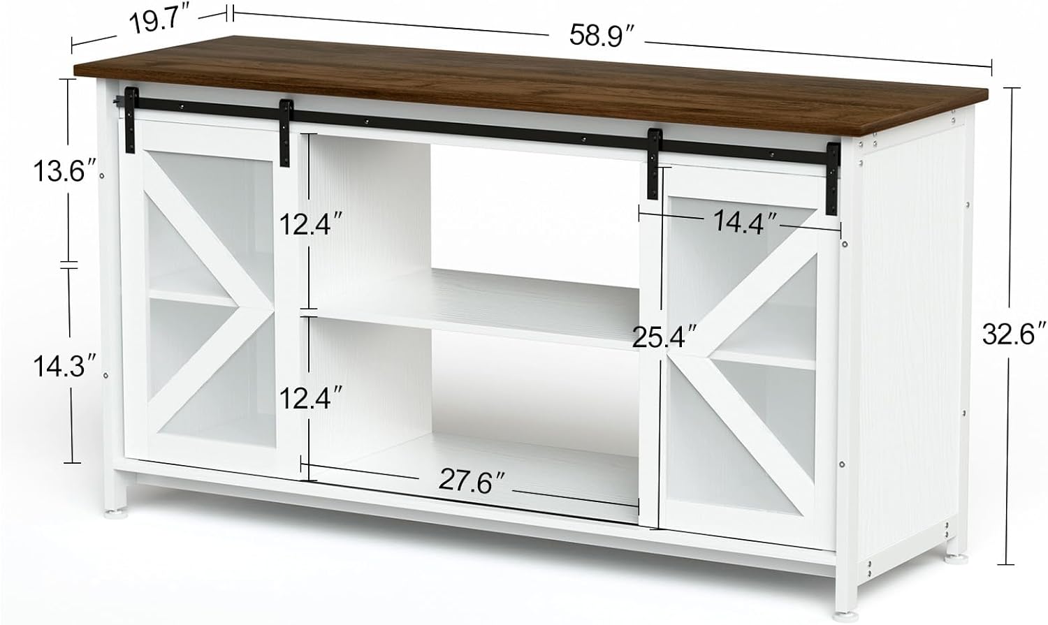 80 Gallon Aquarium Stand With Power Outlets, Farmhouse Fish Tank Stand, Reptile and Terrarium Stand with Cabinet Storage, Sturdy Heavy Duty 58.9" 19.7", White