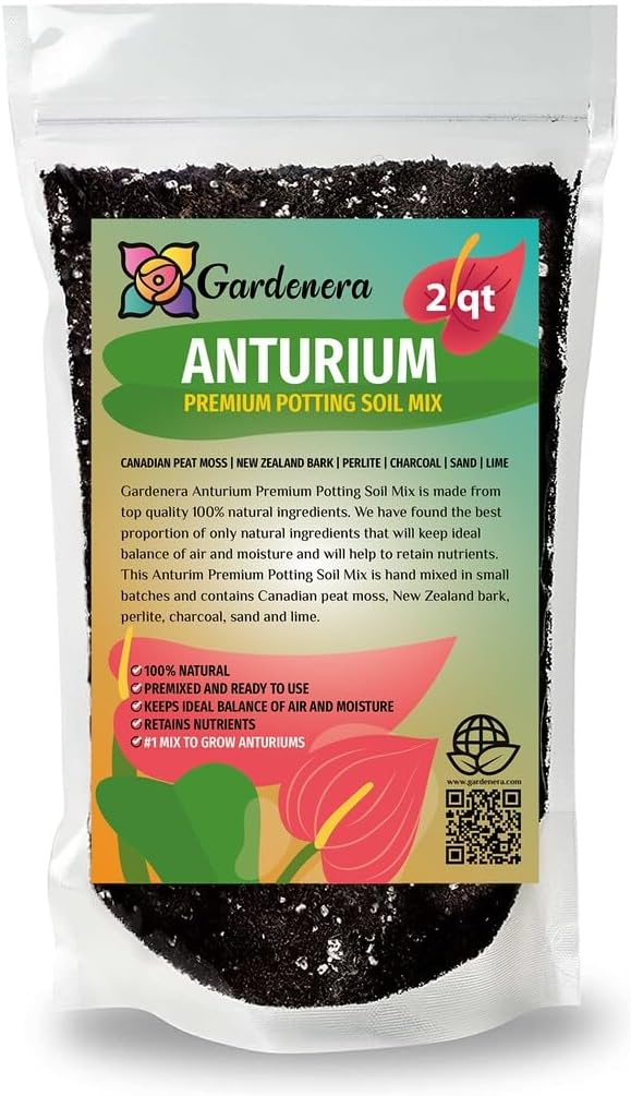 Organic Anthurium Potting Mix by Gardenera - Nourish Your Plants Naturally - 2 QUARTS