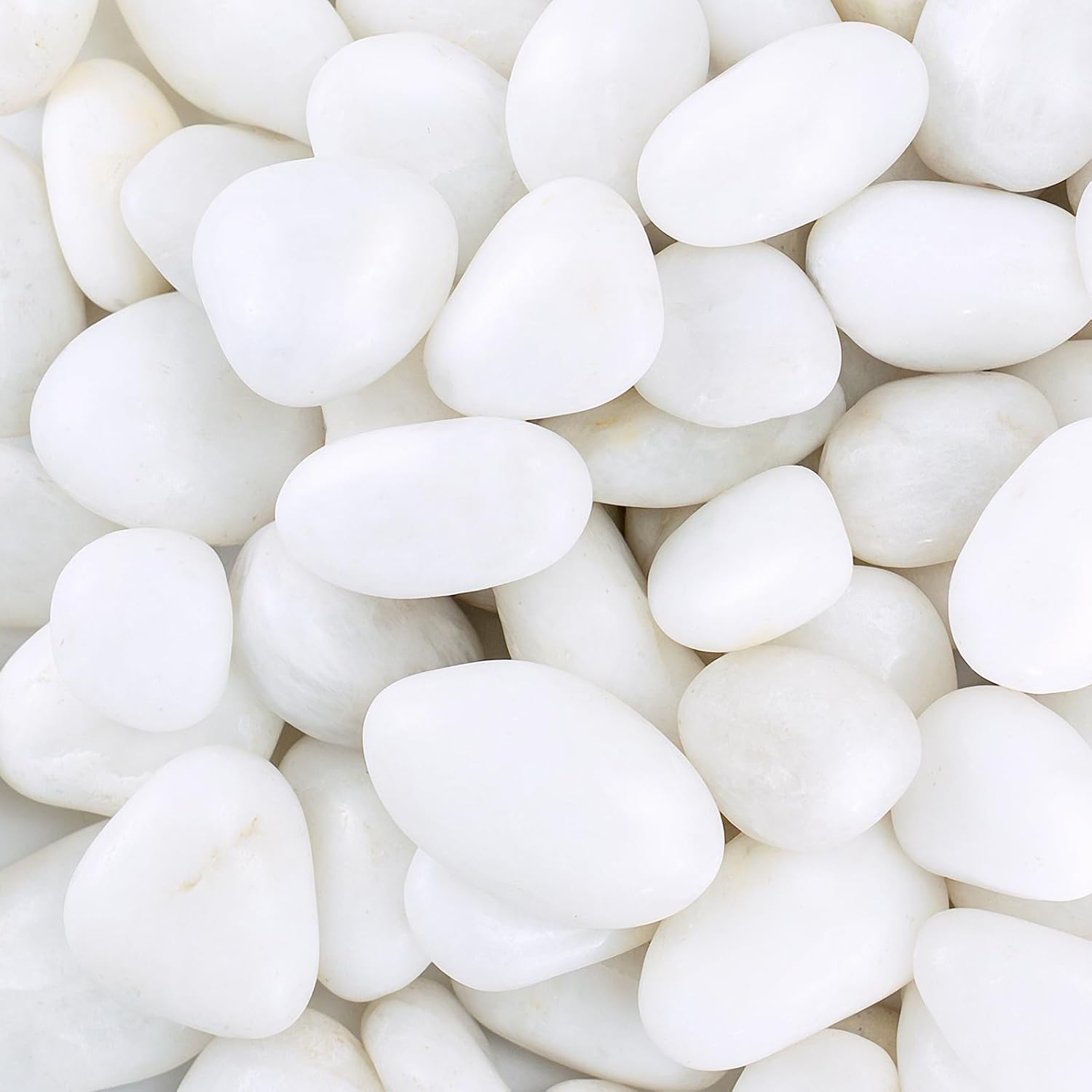 Pebbles for Indoor Plants, 2lbs White Pebbles 1-2 Inch Decorative River Rocks for Planters, High Polished Stones for Vase Filler Fish Tank Landscaping Garden