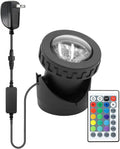 Colored Pond Lights with Timer, RGB Fountain Lights IP68 Waterproof Submersible Dimmable Outdoor Landscape Lights for Fish Tank Pond Fountain Garden, 1-Light