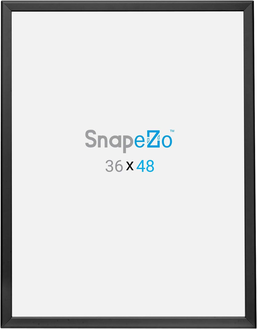 SnapeZo Poster Frame 36x48, Black, 1.25 Inch Aluminum Profile, Front-Loading Snap Frame, Wall Mounting, Professional Series