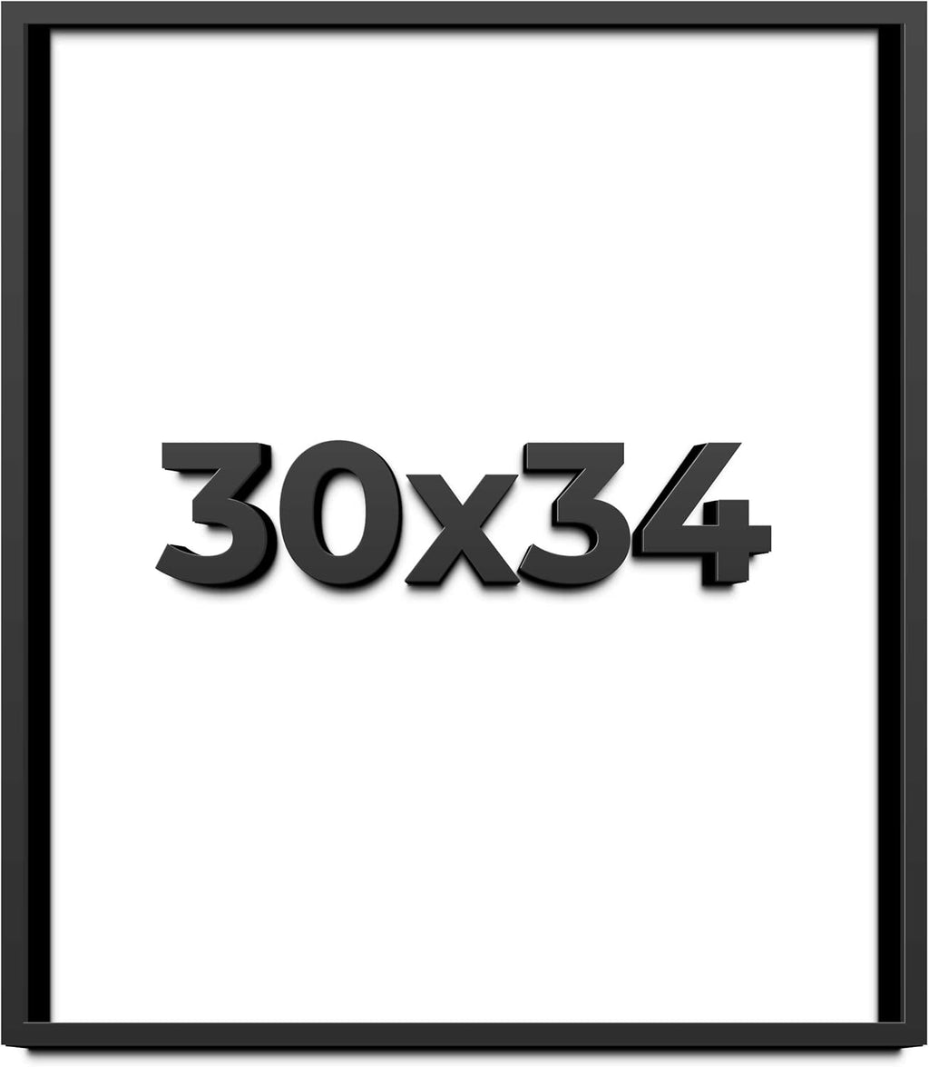 30x34 Shadow Box Frame Black | 1 Inch Deep Solid Wood Shadowbox Display Frame | UV Resistant Acrylic Plexiglass, Acid Free Backing, and Hanging Hardware | Dugan Picture Frame Style
