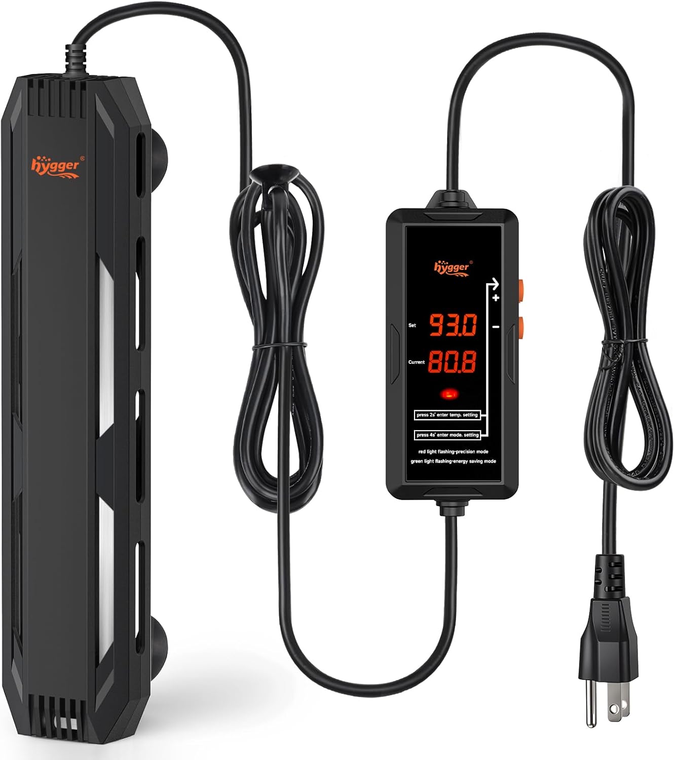 hygger Aquarium Heater, 300W/500W/800W/1000W Submersible Fish Tank Heater with Temperature Controller, Over-Temperature Off-Water Protection Alarm for Saltwater Freshwater (300W, 40-70 Gallon)