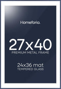 Homeforia 27x40 Poster Frame Navy Blue, High End Metal 27x40 Large Picture Frames with Mat 24x36 inch Photo, 27 x 40 Thin Frame Matted to 24 x 36 Print, 40x27 Frame, Tempered Glass, Wall Kit, Set of 1