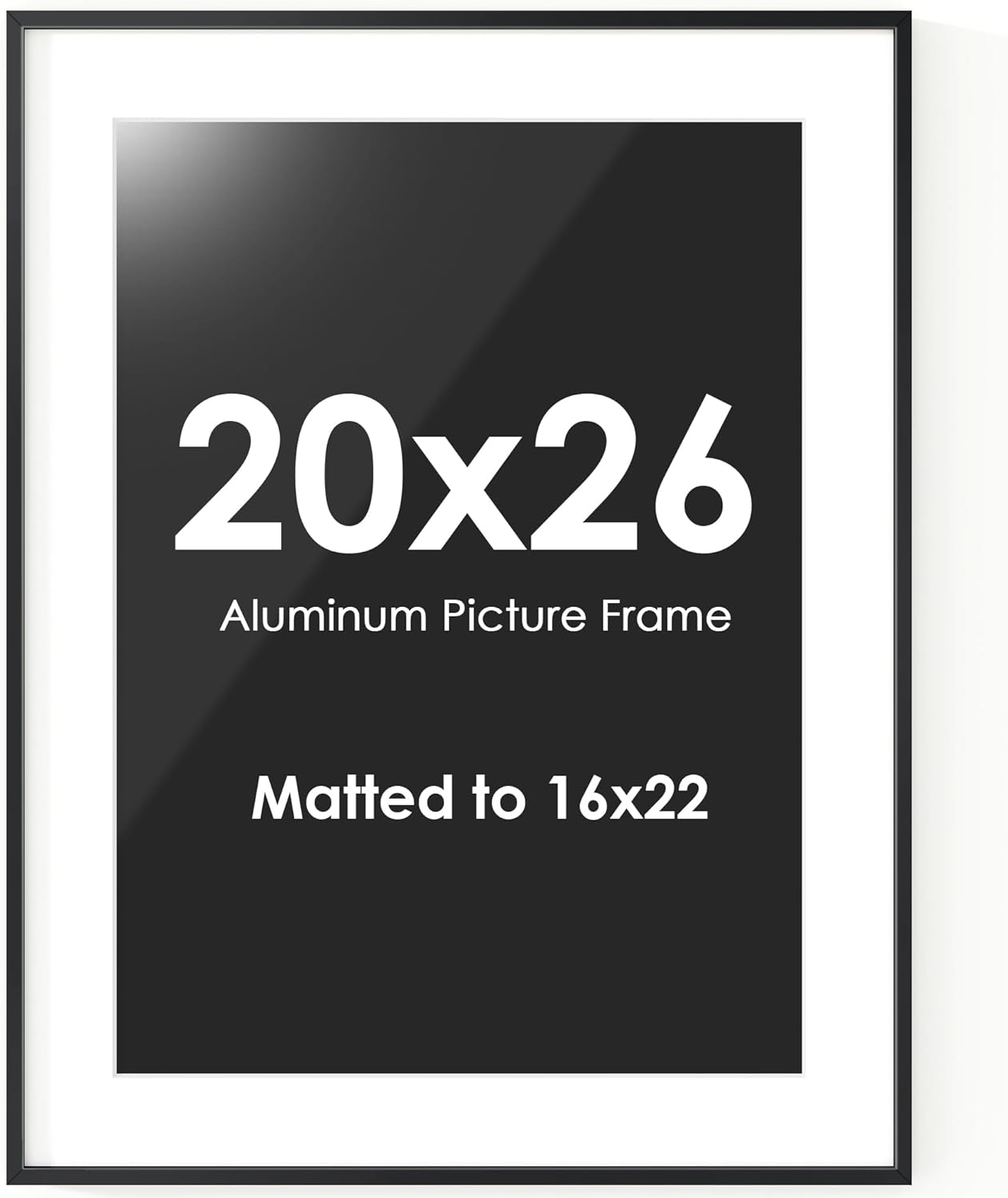 Fun Memories 20x26 Picture Frame, 20 x 26 Metal Poster Frame with Mat for 14x22 Photo - HD Tempered Glass - Vertical and Horizontal Display