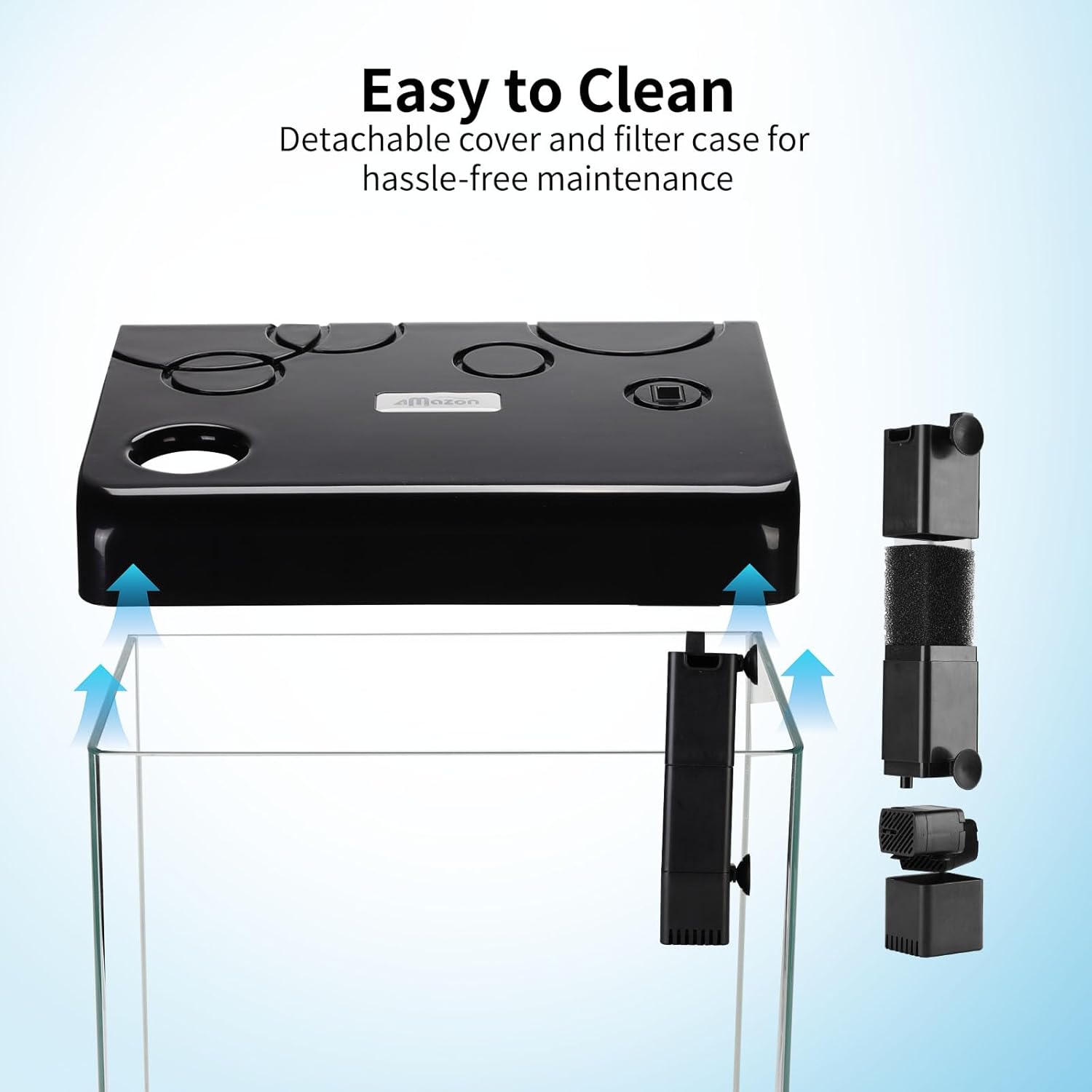 Betta Fish Tank Starter Kits, 5 Gallon Fish Tank with Heater Filter and Light, Self-Cleaning Small Fish Tank(Black).