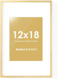 Fun Memories 12x18 Picture Frame, Metal Picture Frame Wall Mounting Horizontally or Vertically - Poster Frame Simple and Elegant Decor for Wall - 1 Pack - Gold