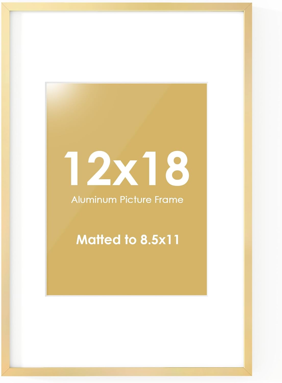 Fun Memories 12x18 Picture Frame, Metal Picture Frame Wall Mounting Horizontally or Vertically - Poster Frame Simple and Elegant Decor for Wall - 1 Pack - Gold
