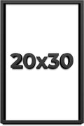 20x30 Shadow Box Black Display Frame | 1 Inch Deep Solid Solid Pine Wood Shadowbox Show Frame | UV Resistant Acrylic Plexiglass, Acid Free Backing, and Hanging Hardware | Dugan Picture Frame Style