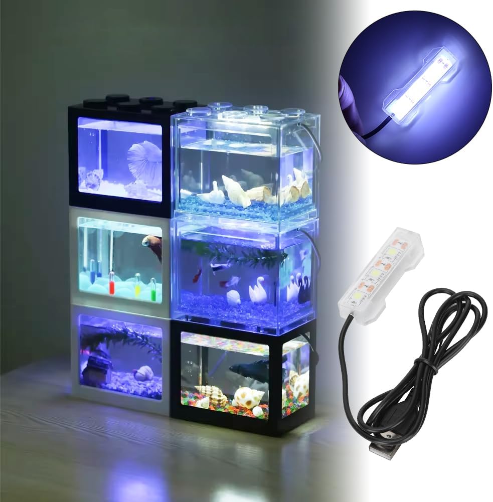 Small Aquarium Light, USB Fish Tank Light Water Plant Light Bar Desktop Mini Decoration LED Lamp for Office Desk Planted Freshwater Saltwater Betta Micro Landscape Daily Lighting Cold White