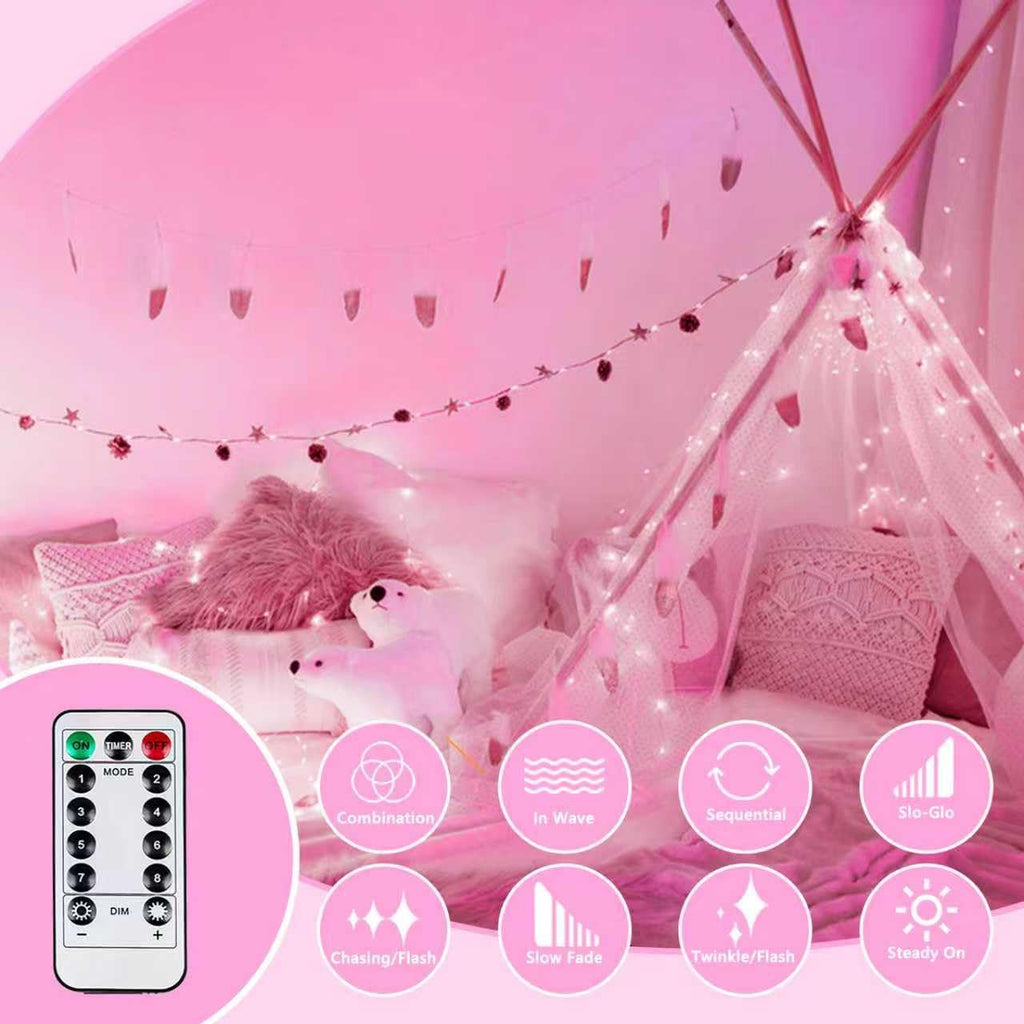 4Pack 80FT 240LED Fairy Lights Battery Operated with Remote & Timer | 8 Modes Twinkle String Lights Battery Powered Indoor Outdoor Waterproof for Bedroom Wedding Classroom Christmas Décor