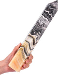 JIC Gem Natural Black and Yellow Calcite Healing Crystal Obelisk Tower 6 Faceted Large Crystal Wand Reiki Chakra Meditation Therapy Decor Crystal Gift 3.5-4.0 Lbs