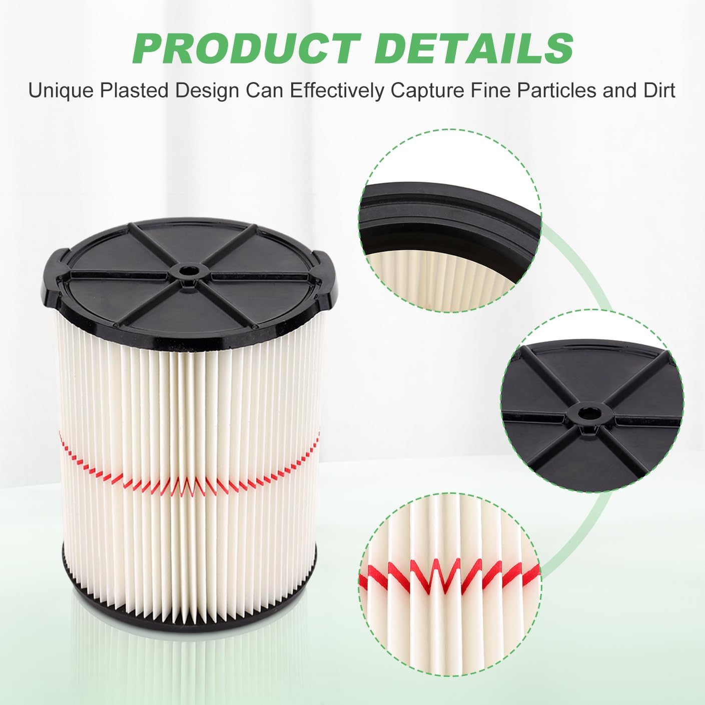 38754 Replacement Vacuum Filter Compatible with Craftsman CMXZVBE38754 Wet/Dry Vac Filter for 5 to 20 Gallon shop vacuums, General Purpose Dust Filter(9-38754)