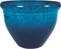 The HC Companies Pizzazz Decorative Round Flower Pots w/Ceramic Look - UV-Resistant Decorative Pot for Outdoor & Indoor Plant Pots - Modern Planter for Flower, Herbs (12” Admiral Blue, Pack of 1)