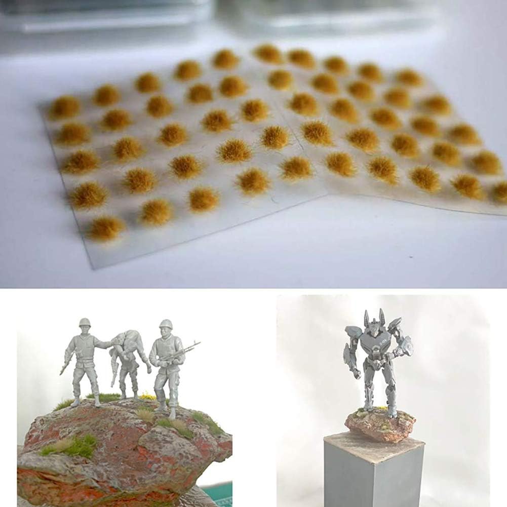 Warmtree 100 Pcs Static Grass Tuft Model Grass Tufts Railway Artificial Grass Miniature War Gaming Terrain DIY Model Railroad Scenery War Gaming Scenery (Withered Yellow)