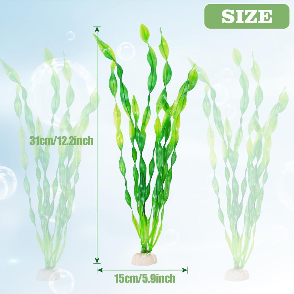Ameliade 12 PCS Aquarium Artificial Seaweed Decorations 12 Inch Tall Plastic Plants Decor Large Fish Tank Accessories