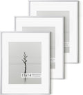 Fun Memories 11x14 Premium Metal Picture Frame - 11x14 Aluminum Photo Frames with 8x10 Mat, and Hanging Hardware - Ideal for Wall or Tabletop Display - Set of 3 - Sliver
