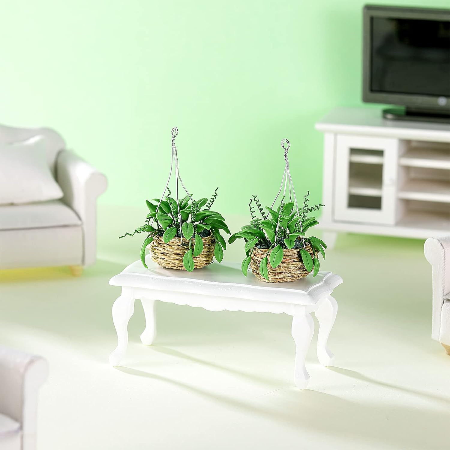 Skylety 2 Pieces 1:12 Miniature Dollhouse Plants Miniature Bonsai Plant Dollhouse Christmas Tree Mini Potted Houseplant Hanging Bonsai Pot Model for Toddlers Girls and Boys Toys DIY