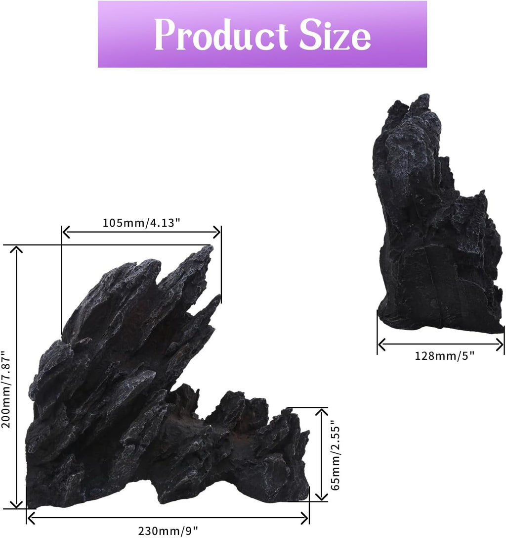 Saim Large Aquarium Decorations Artificial Resin Jagged Canyon Rock, Mountain Hill View Stone Ornament for Betta Cichlids Hideaway, Pleco, Goldfish