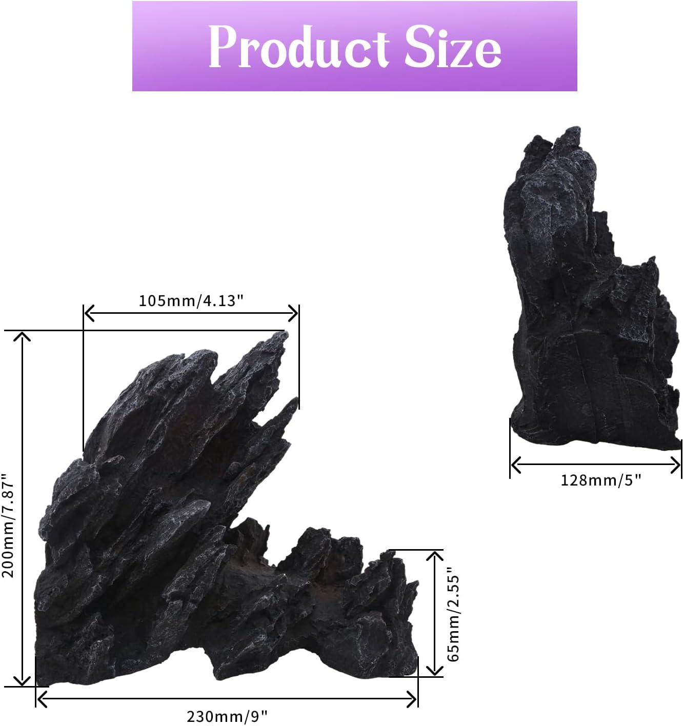 Saim Large Aquarium Decorations Artificial Resin Jagged Canyon Rock, Mountain Hill View Stone Ornament for Betta Cichlids Hideaway, Pleco, Goldfish
