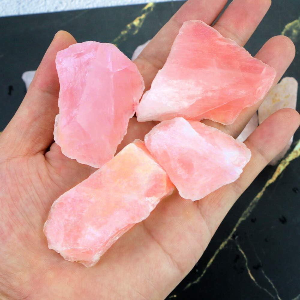 2lb/950g Rough Natural Rose Quartz Crystal Raw Stone Gemstone Crystal Rock for Cabbing,Tumbling,Cutting,Polishing,Lapidary,Wire Wrapping,Healing Reiki,Jewelry Making,Home Decoration(Pink)