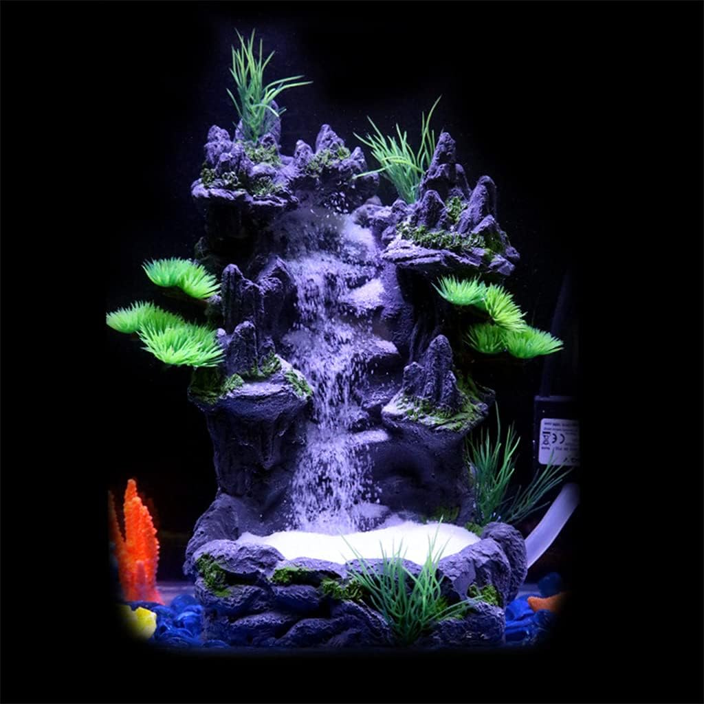 Aquarium Sand Waterfall Mountain Tree View Fish for Tank Decorations Small Terrain Scenery Ornament for Habitat Aquarium Mountain Decorations