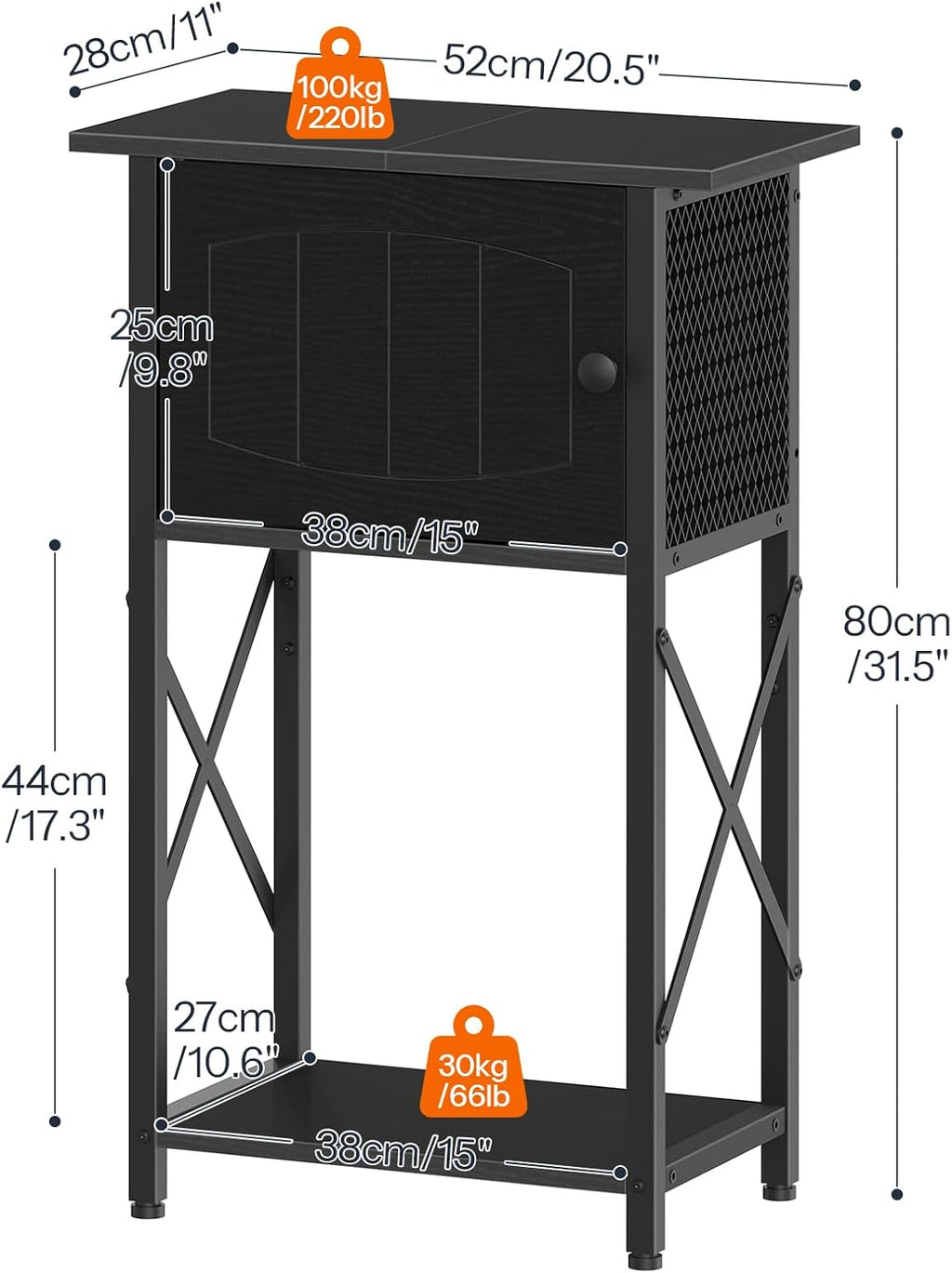 HOOBRO 10 Gallon Aquarium Stand, Fish Tank Stand with Cabinet Storage, Reptile Turtle Tank Stand with Metal Frame, 20.5" L x 11" W , 220 LBS Capacity, Black BB28FT01