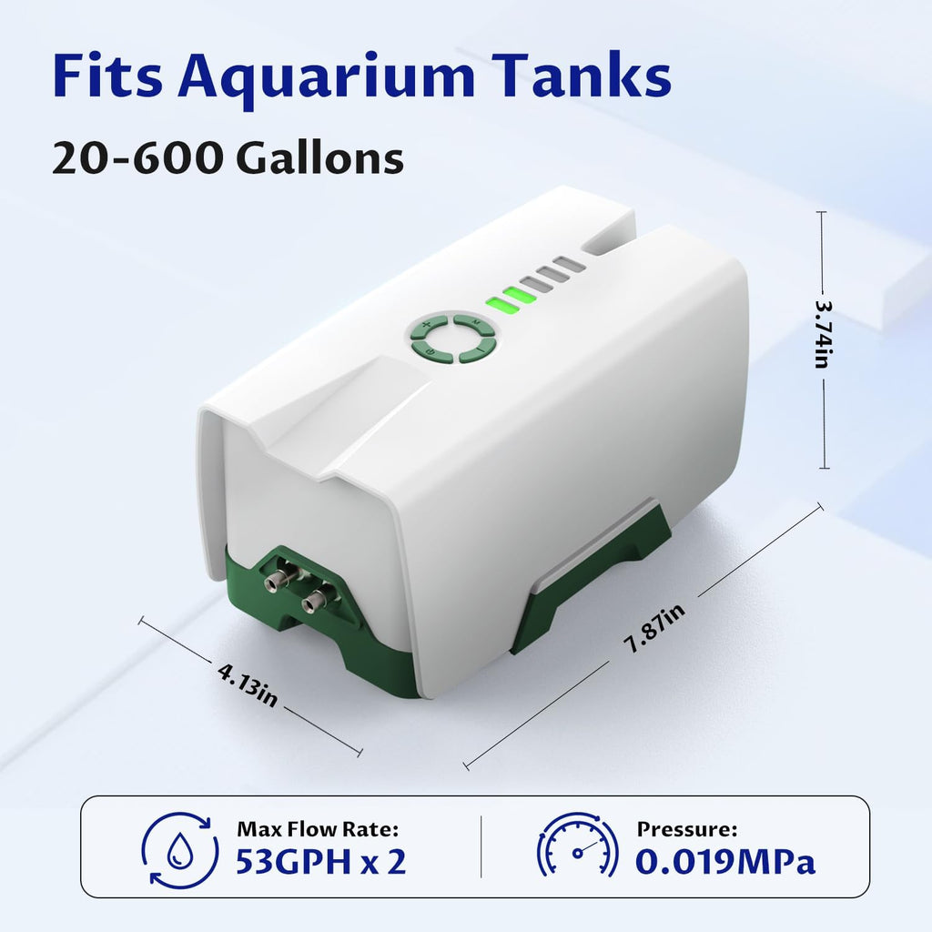Ghosthorn Silent Dual Operating Mode Rechargeable Aerator for Fish, Large Capacity Aquarium Air Pump with Universal Clip for Most Bait Buckets