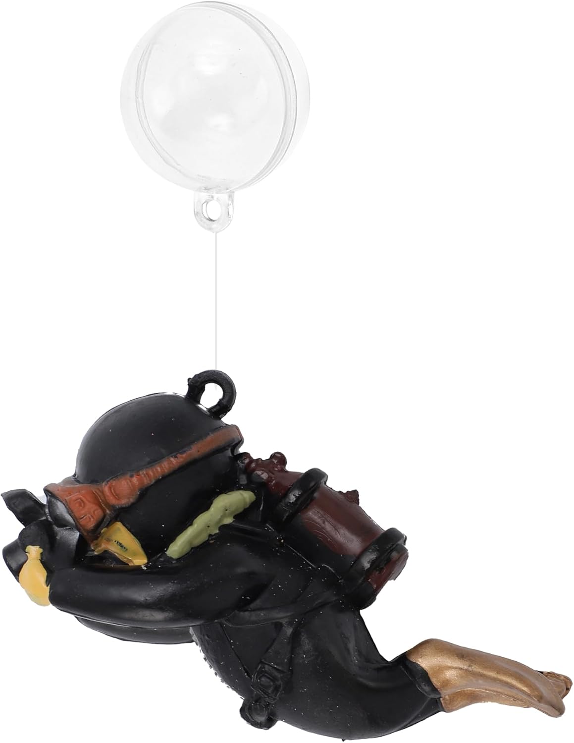 Diver Aquarium Decorations, Floating Diver Fish Tank Decorations, Floating Cartoon Diver Decor, Fun Floating Fish Decoration, PVC Diver Decor, Black, 1 Set