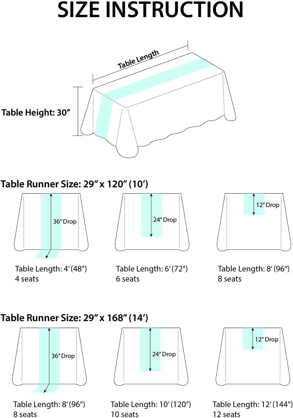 Ling's Moment 14Ft Gauze Teal Blue Table Runner Cheesecloth Tablecloth for Wedding Party Bridal Shower Boho Table Decor, Semi-Sheer
