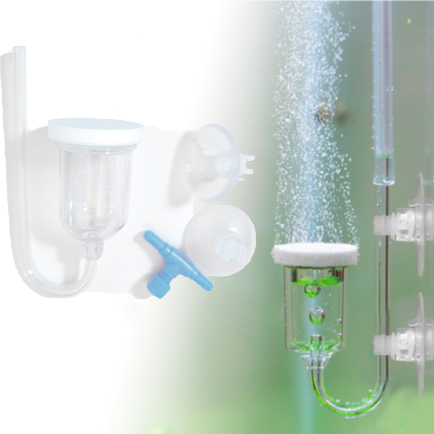Aquarium Air Stone, Bubbler for Aquarium Fish Tank, High Dissolved Oxygen Diffuser Bubbler with 1 Check Valve, 2 Suction Cup for Aquarium (1 Inch)