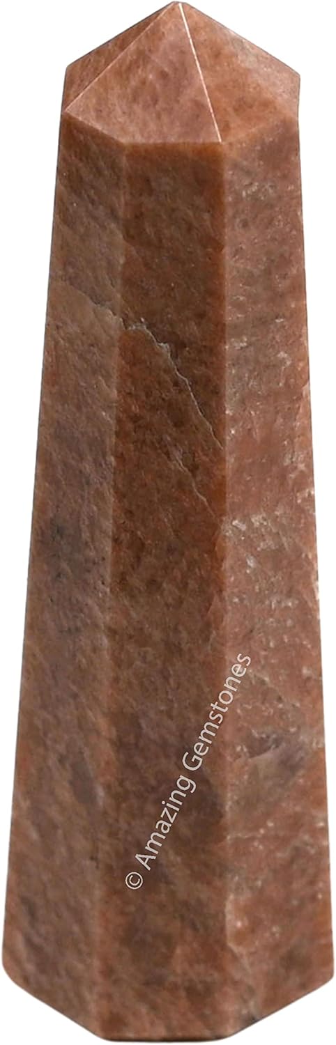 Amazing Gemstone Peach Moonstone Crystal Towers - Natural Healing Crystal Point Obelisk for Reiki Healing and Crystal Grid (3 Inch)