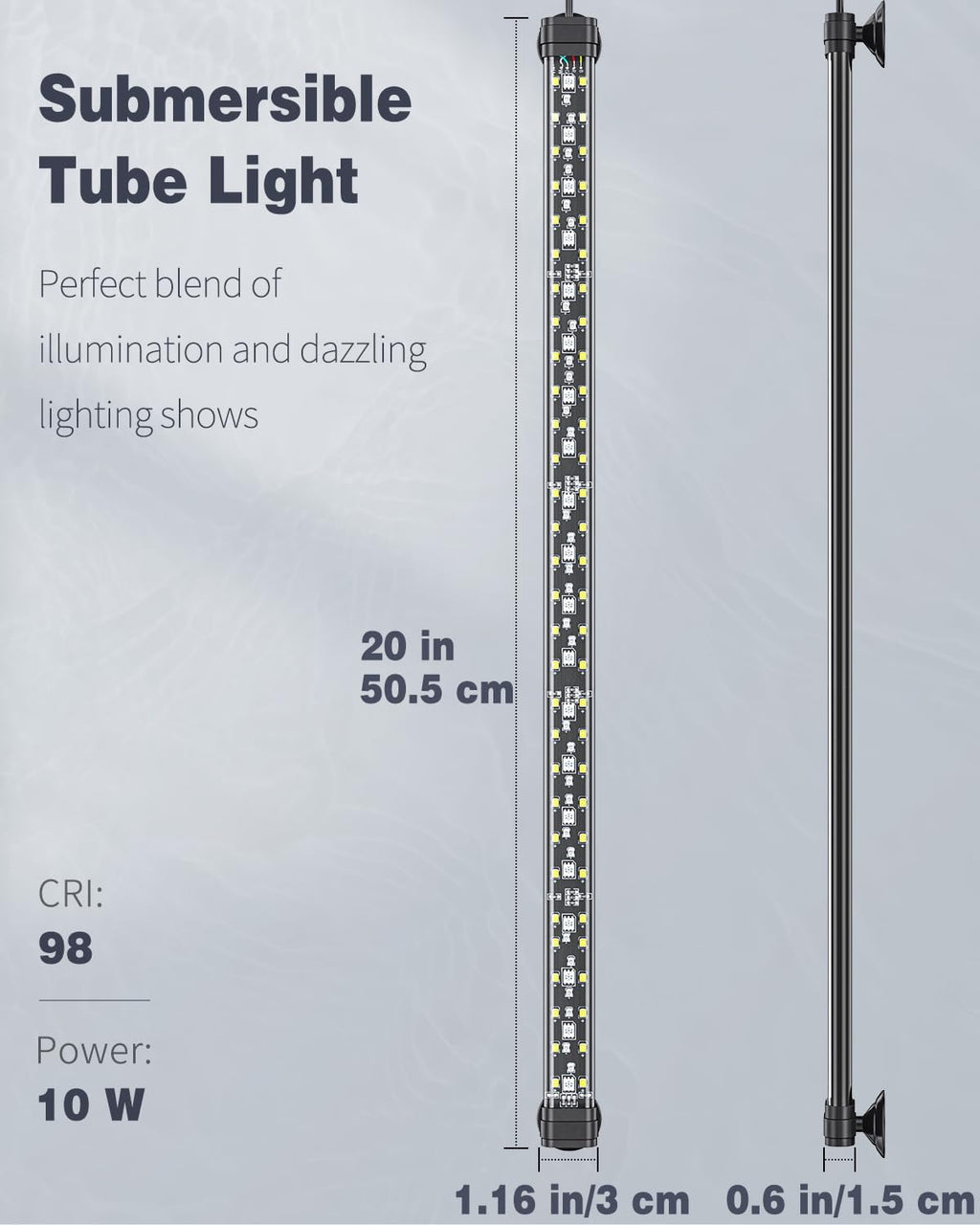 Pawfly 10 W Aquarium LED Light 20 Inch 24/7 Fish Tank Light with Full Spectrum Brilliant White Blue Red Green Lights Multi-Colored LEDs with D/N Mode Single Color Effects Timer & Adjustable Brightness