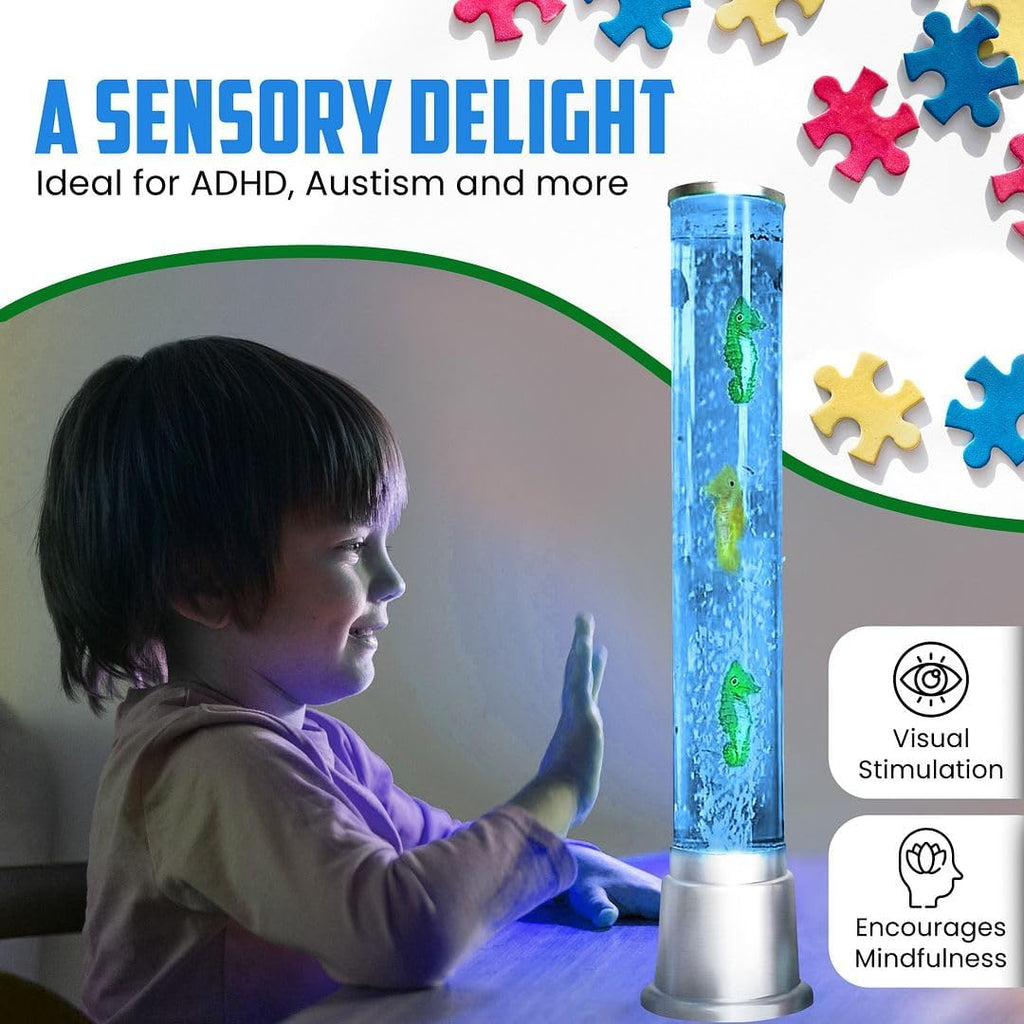 Seahorse Bubble Lights Lamp with 6LED Automatic Color Changing Night Light with Moving Fake Fish Tank Tower Sensory Tubes Fish Lamp For Home Decorations Anniversary Christmas Gifts - 1.90Feet