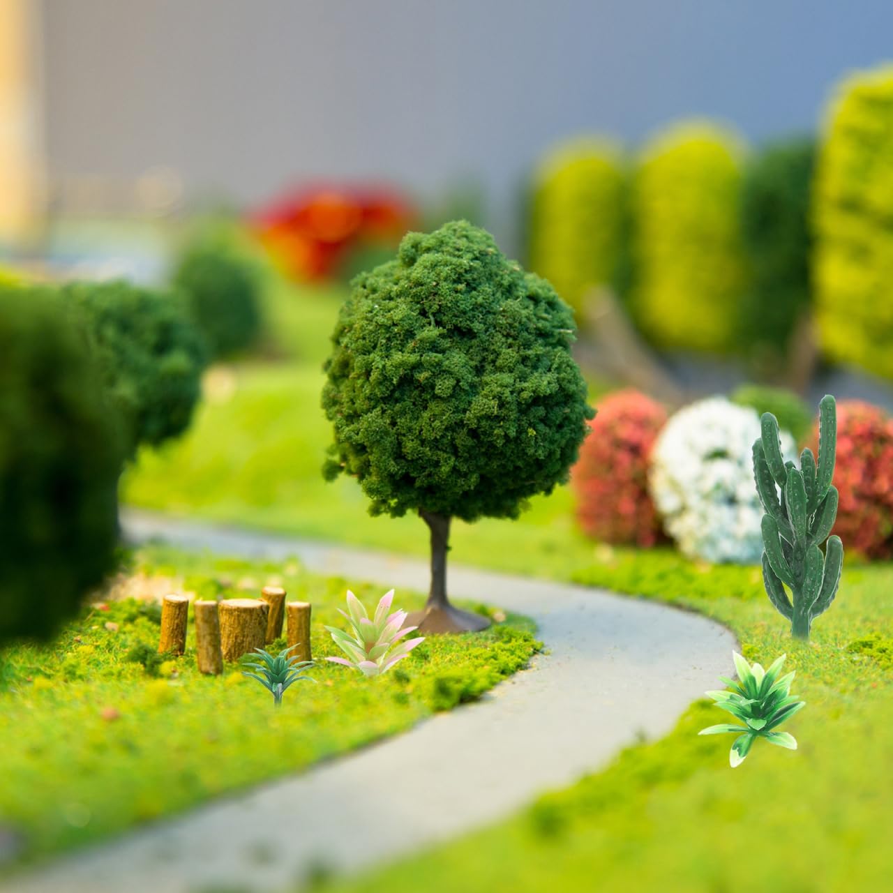 18Pcs Miniature Cactus Tree Model Set for Architectural Dioramas DIY Landscape Craft Accessories