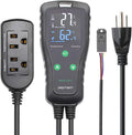 Temperature & Humidity Controller - Outlet Plug-in Thermostat & Humidistat for Reptiles & Greenhouses - Dual Stage Pre-Wired Electronic Controller