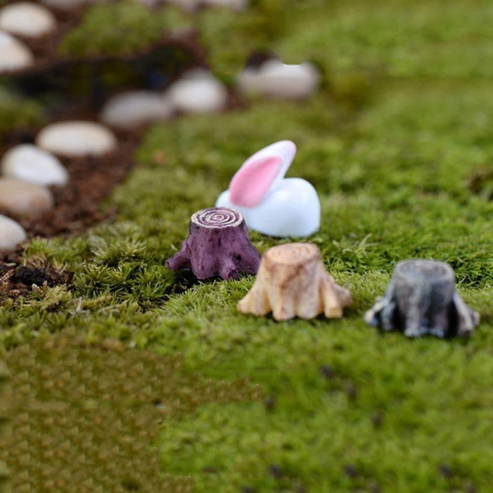 3Pcs Artificial Tree Stump Mini Garden Figurines Stumps Ornaments Root Stump Fairy Garden Miniatures Gnomes Moss Terrariums Resin Crafts Figurines for Home Decoration Accessories