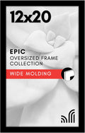 Americanflat 12x20 Picture Frame with Polished Plexiglass - Black Picture Frame - Wide Photo Frames Made of Engineered Wood for Vertical or Horizontal Wall Display - Epic Collection - Black