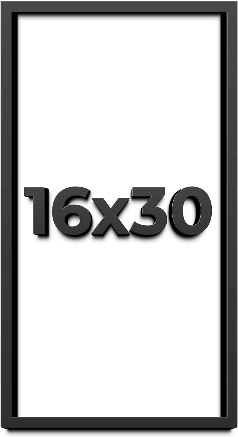 16x30 Shadow Box Frame Black | 1 Inch Deep Solid Wood Shadowbox Display Frame | UV Resistant Acrylic Plexiglass, Acid Free Backing, and Hanging Hardware | Dugan Picture Frame Style