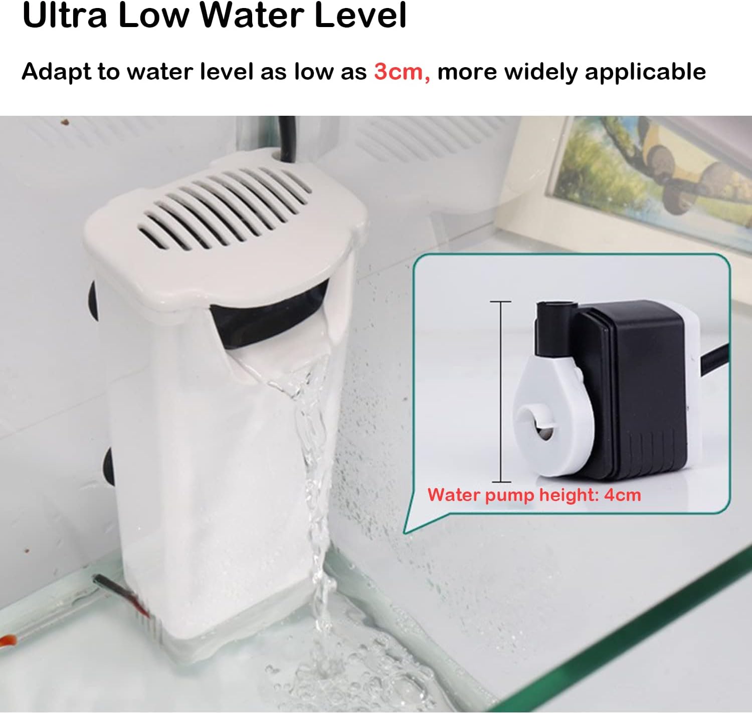 Aquarium Filter Fish Tank Filter for Turtle Tanks, Reptiles, Amphibians, Frog, Cichlids, Newt or Fish Tank Waterfall Flow Water Clean Pump (White Filter)