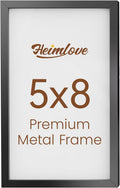 Heimlove 5x8 Metal Picture Frame,Black Aluminum Photo Frames-Real Tempered Glass,Tabletop Display,Mounting Horizontally or Vertically Decor for Wall-1Pack