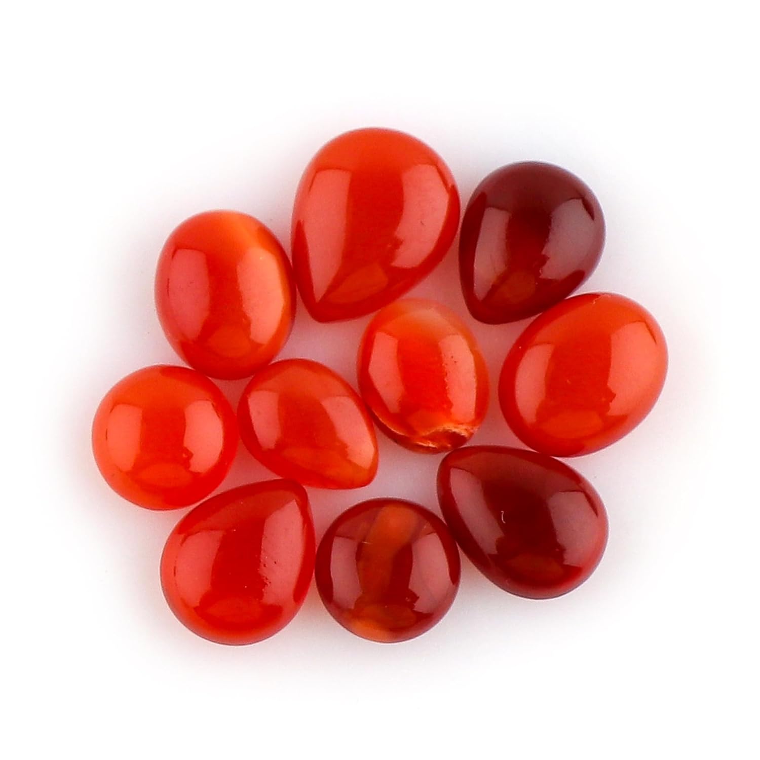 CRYSTALIS 10pcs Natural Mexican Fire Opal, Loose Gemstone, Wholesale Bulk Cabochons, Jewelry Making Supply, Chakra Healing Polished Stones, Wire Wrapping, DIY, Gem Collection, AA+ Grade