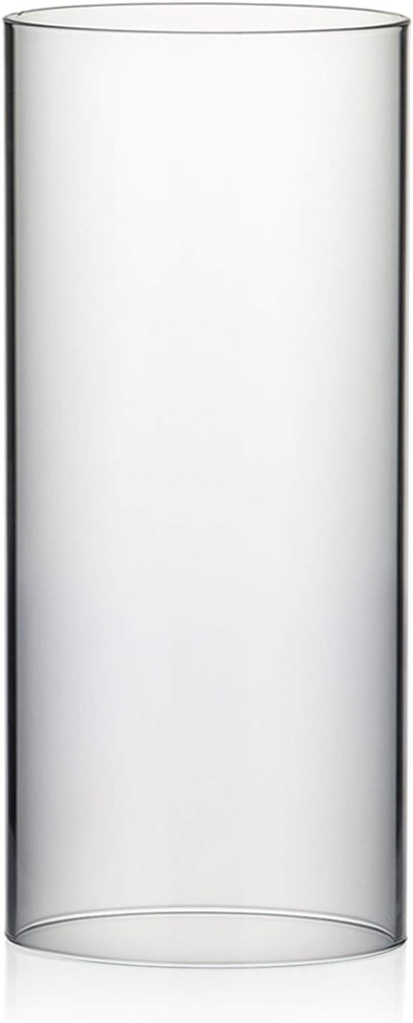 WGVI Hurricane Candle Holder Sleeve, Wide 6", Height 14", Clear Glass Cylinder Candleholder, Chimney Tube, Open Ended Candle Shade, 1 Piece