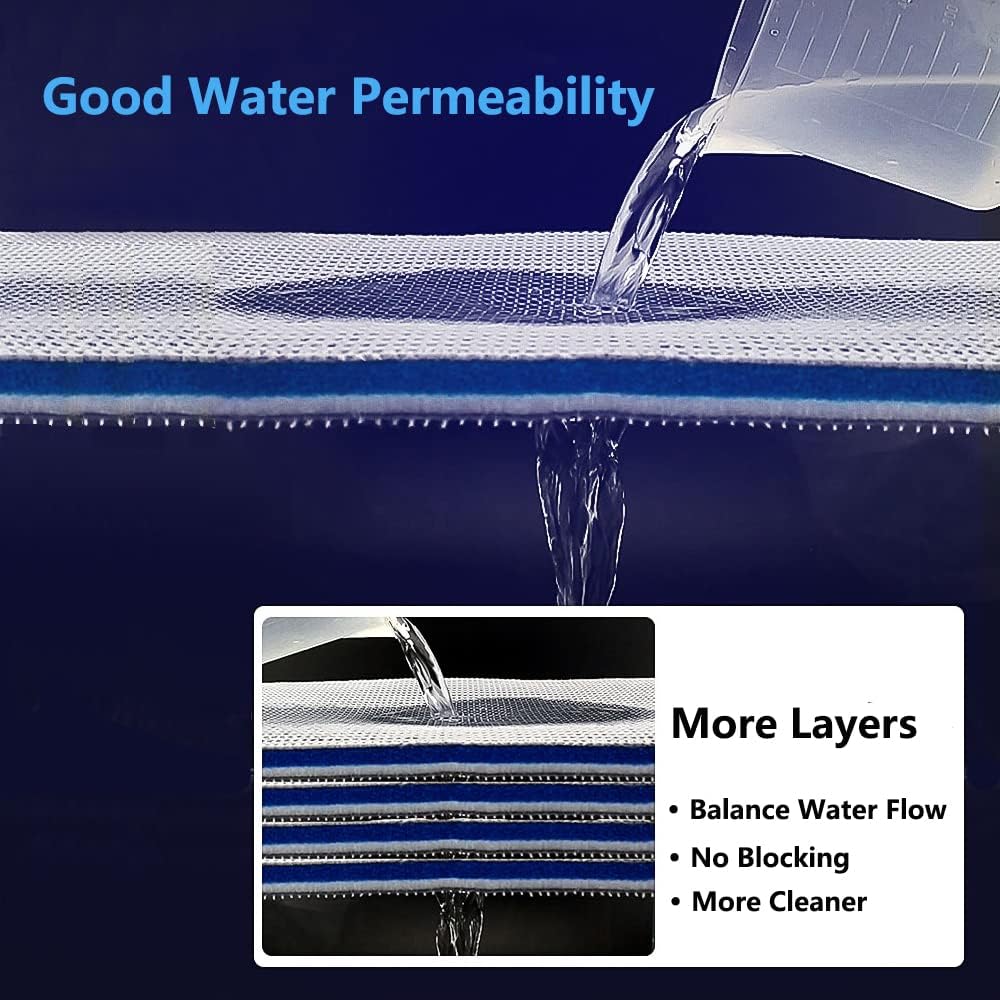 Aquarium Filter Media, Newly Premium 8-Layer Filter Pads for Aquarium, Fish Tank Sponge Pad Foam Filter Accessories for Pond (15.7"x11.8"”x0.6“，1pack)