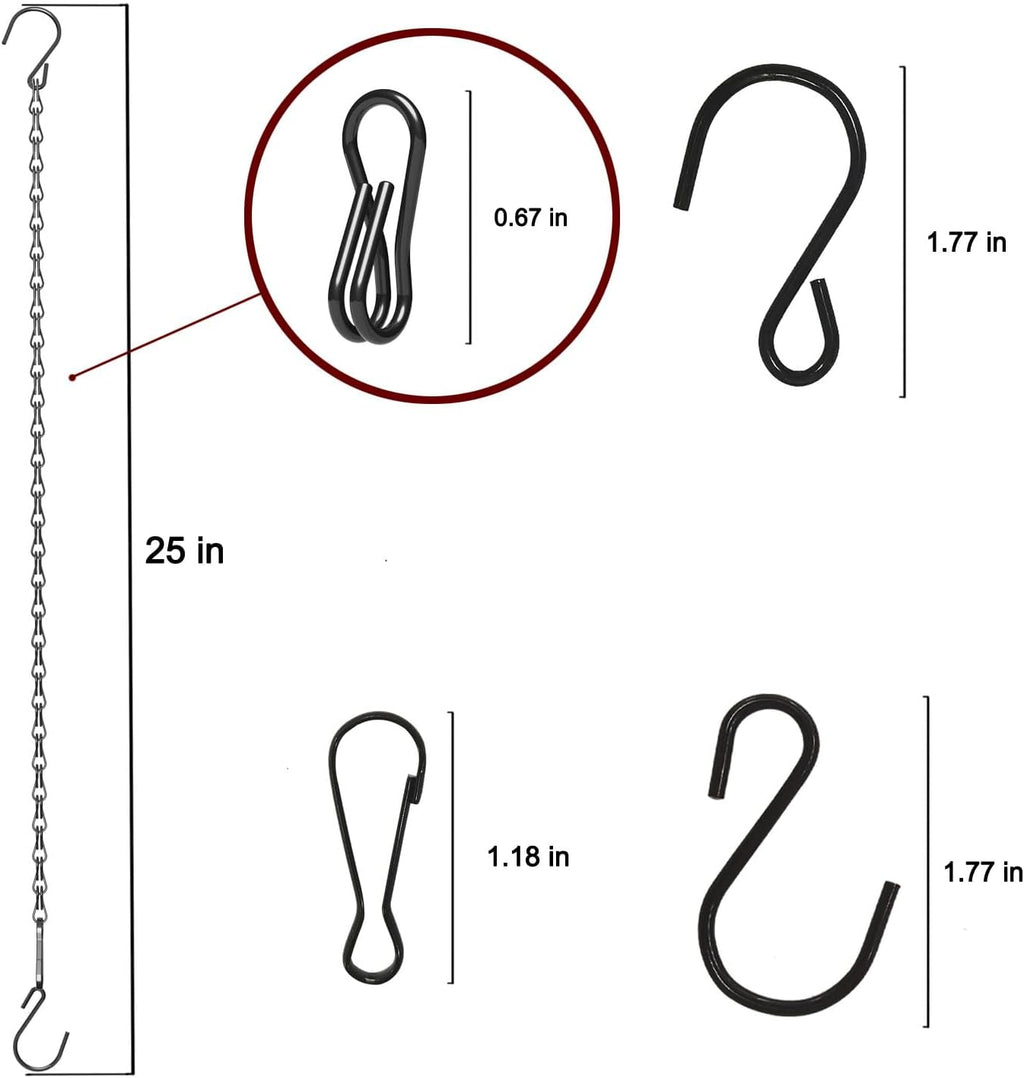 Adjustable Hanging Chain with Hooks, 25 Inch, Black