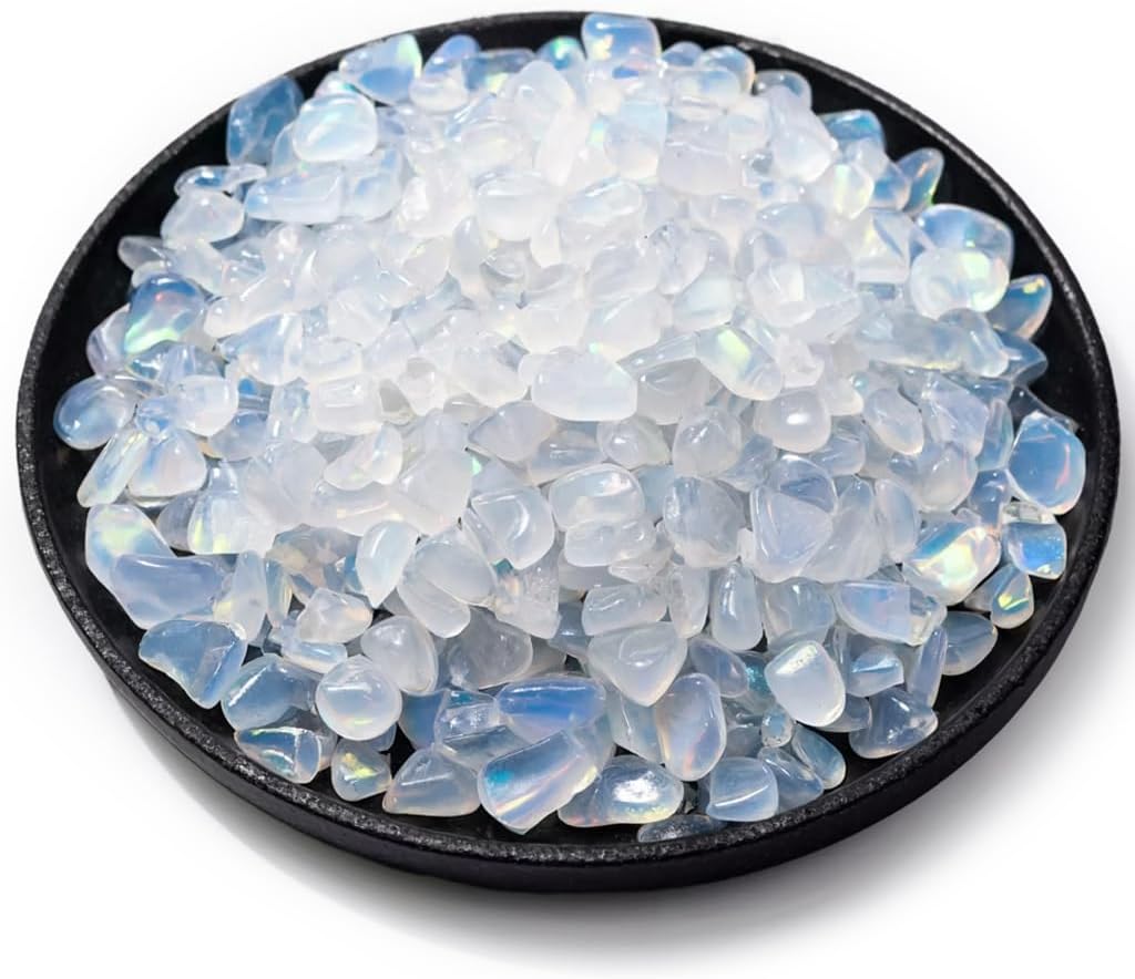 Polished Opal Crystal Chips 200 Pcs - 0.3" 10 oz Tumbled Stone Chips Crushed Sea Glass Stones Healing Reiki Crystal Making Home Decoration