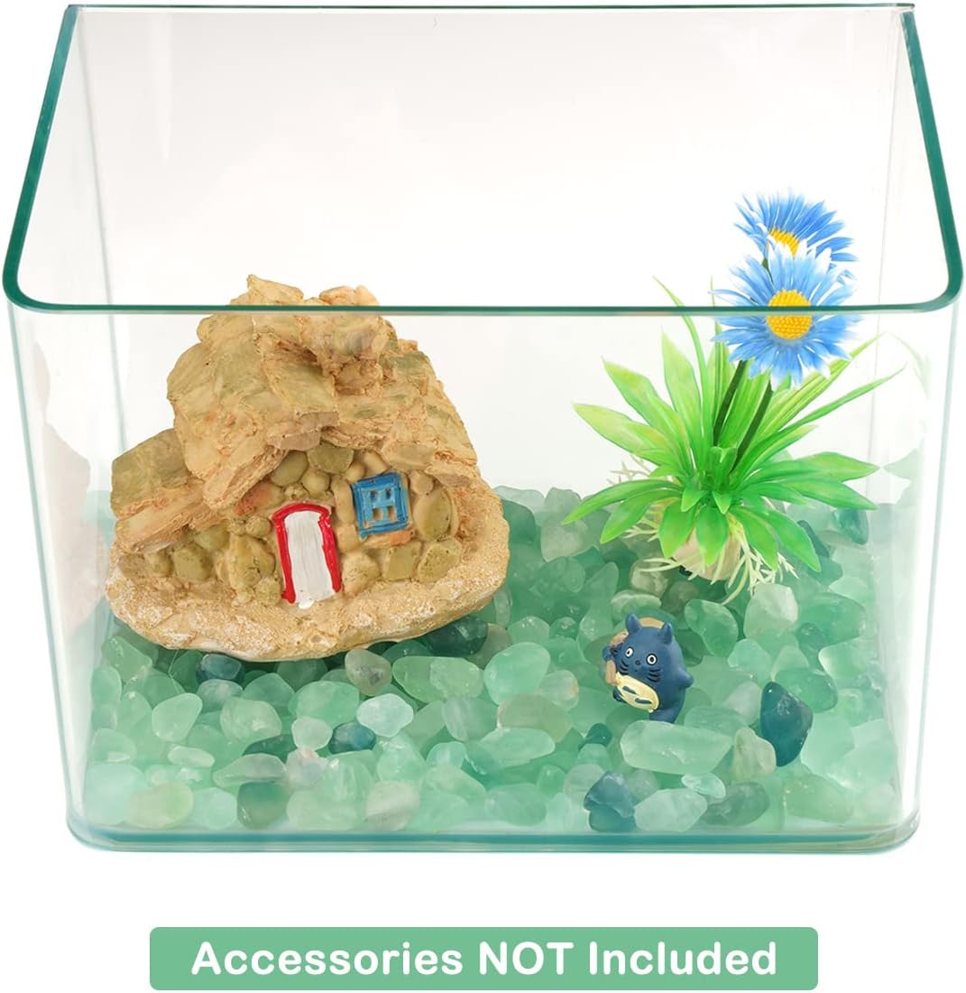WAYBER 1 Lb/460g Natural Green Quartz Crystal Stones Irregular Aquarium Pebbles Rock Sands for Turtle Tank/Succulent Plants/Vase Decoration (Fill 1 Cup)