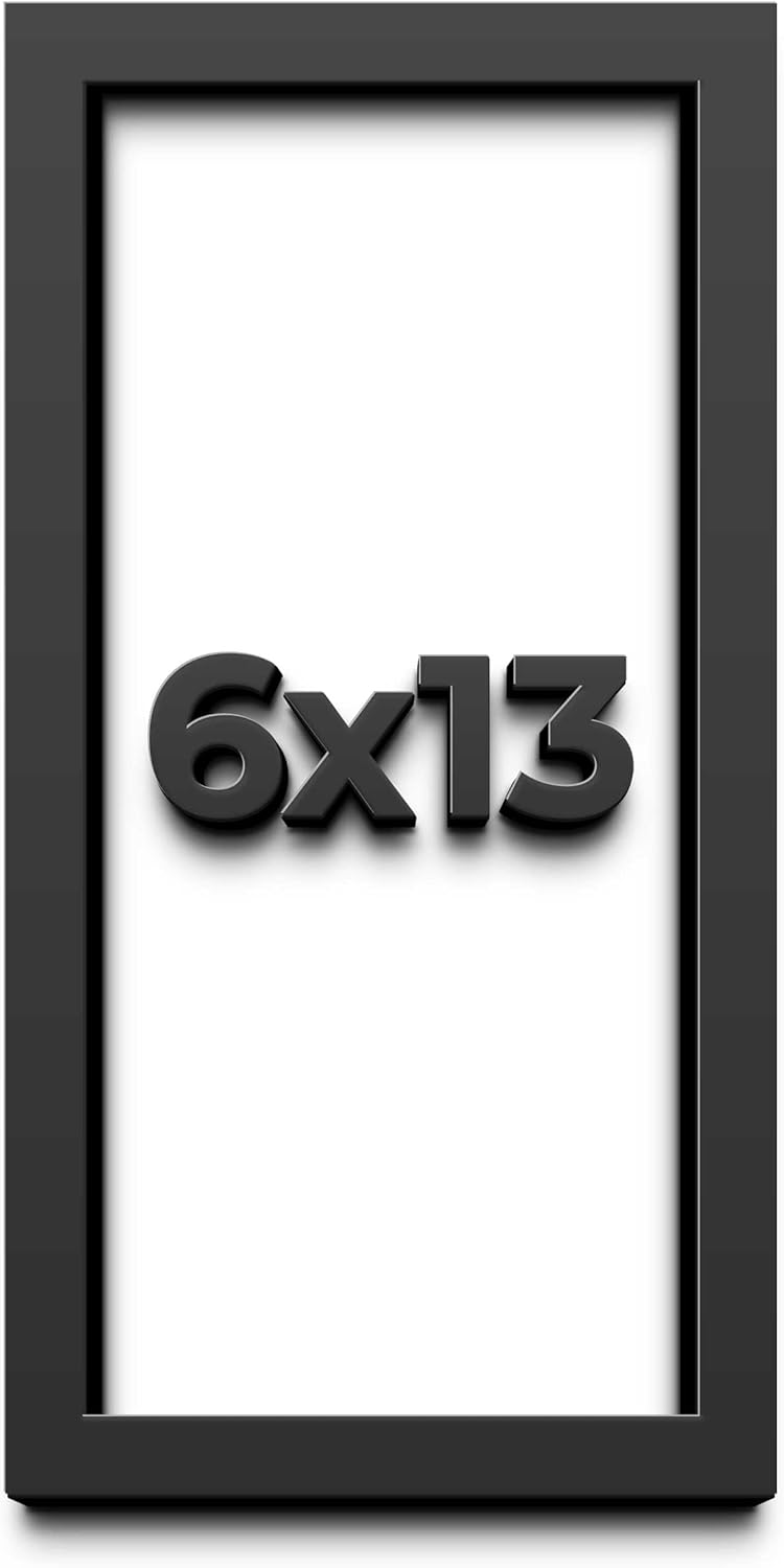 6x13 Shadow Box Frame Black | 1 Inch Deep Solid Wood Shadowbox Display Frame | UV Resistant Acrylic Plexiglass, Acid Free Backing, and Hanging Hardware | Dugan Picture Frame Style