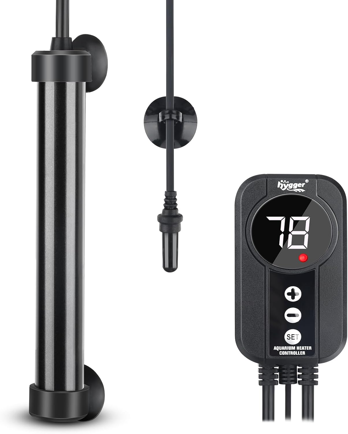 hygger Marine Aquarium Heater 50W 100W 200W 300W 500W,Titanium Heater with Temperature Calibration,Digital LED Controller,Temperature Probe,Submersible Fish Tank Heater for Saltwater Freshwater Tank